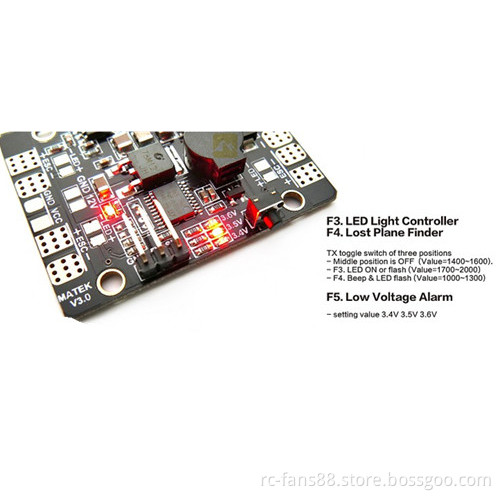 Matek LED & POWER HUB 5in1 V3 Power Supply Board + BEC 5V 12v + Low Voltage Alarm+ Tracker